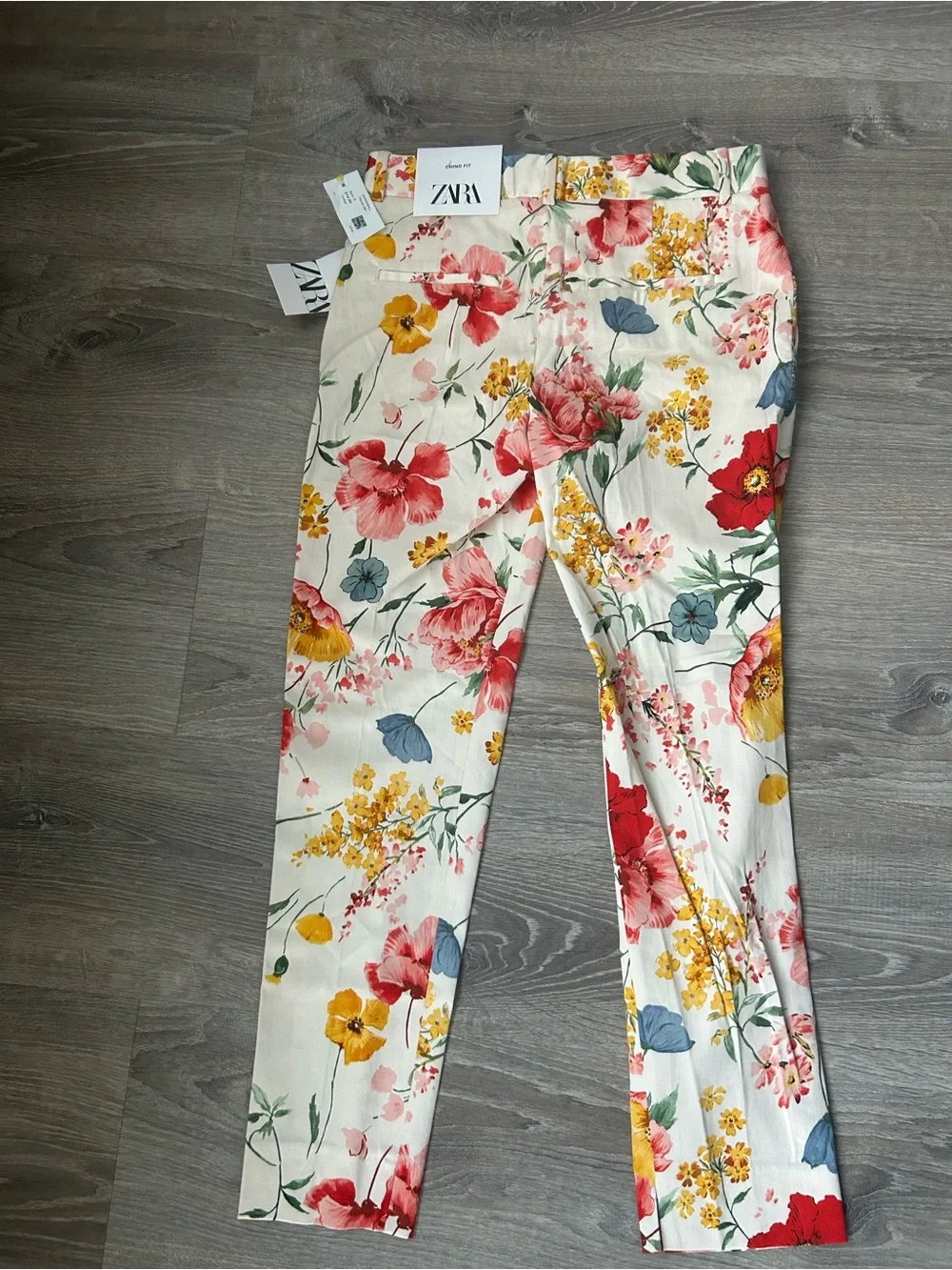 Zara Floral Straight Leg Trousers Cream Multicolor  (NWT) - Picture 2 of 3
